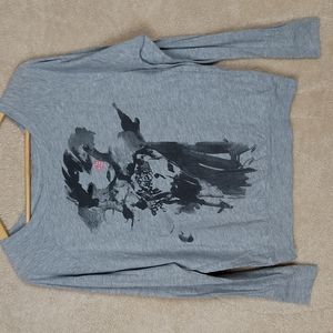 FOREVER XXI long Sleeve Graphic Top Size Large Boatneck 2009